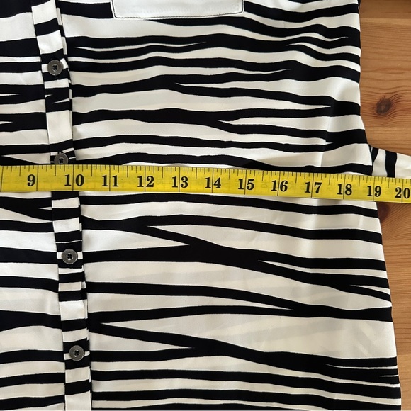 Nine West | Black & White Zebra Print Mini Shirt Dress | Animal Print Dress - Picture 10 of 11